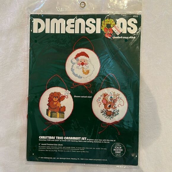 Dimensions Counted Cross Stitch Kit Christmas Ornaments Vintage Craft DIY - Picture 1 of 6